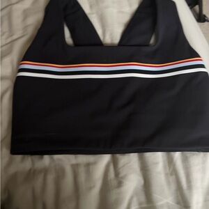 FP Movement by Free People Black Sports Bra with Multicolor Stripes